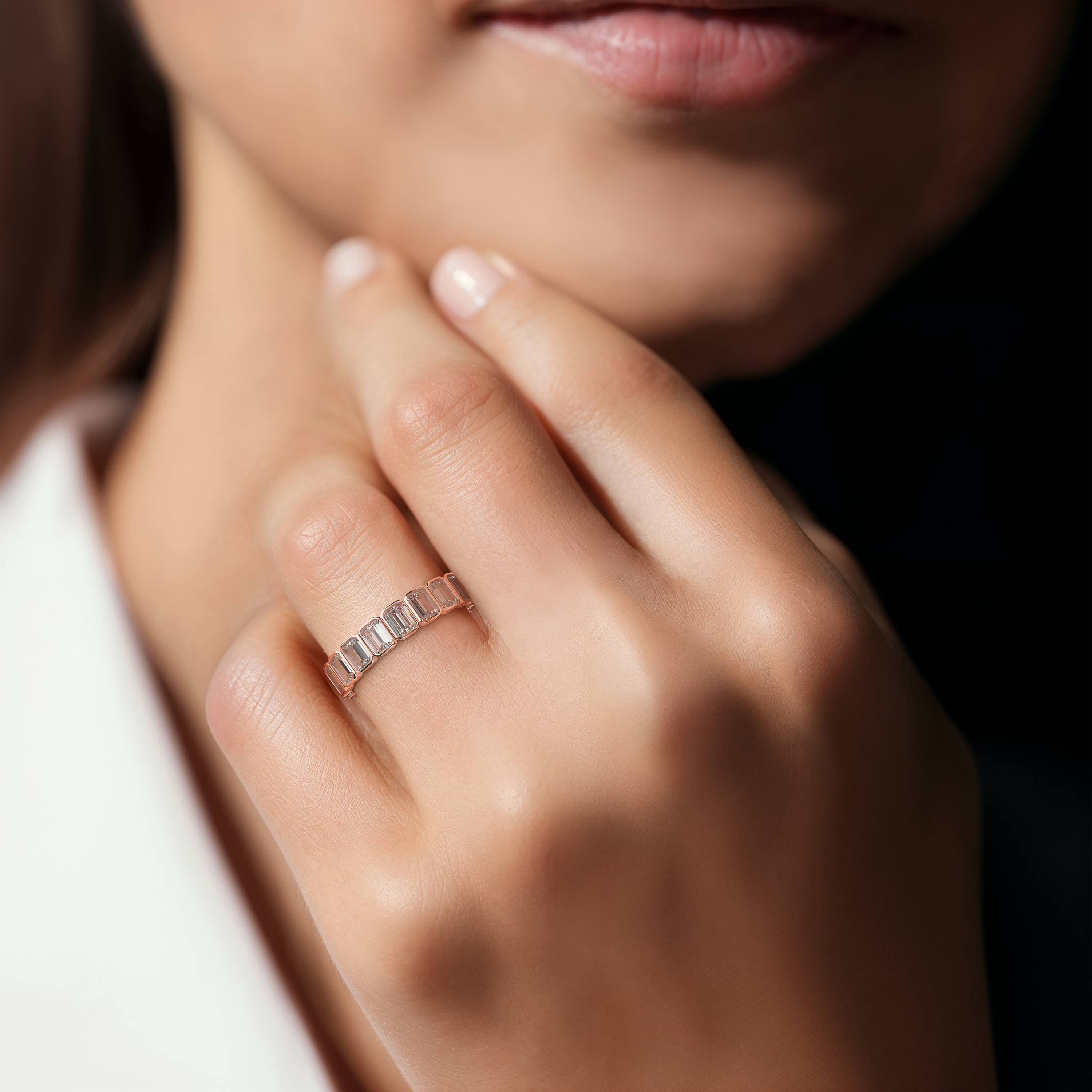 Emerald Bezel Eternity Band