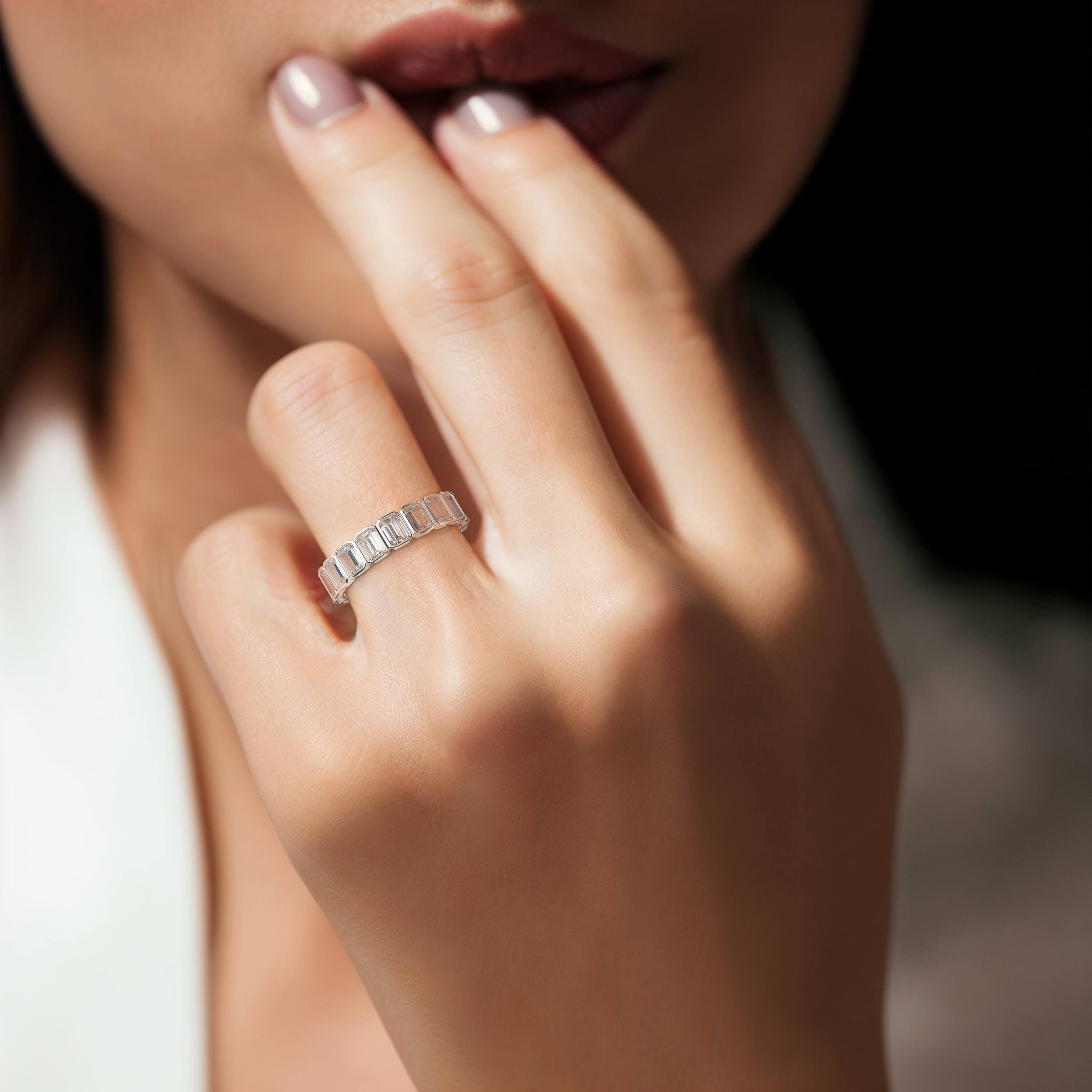 Emerald Bezel Eternity Band