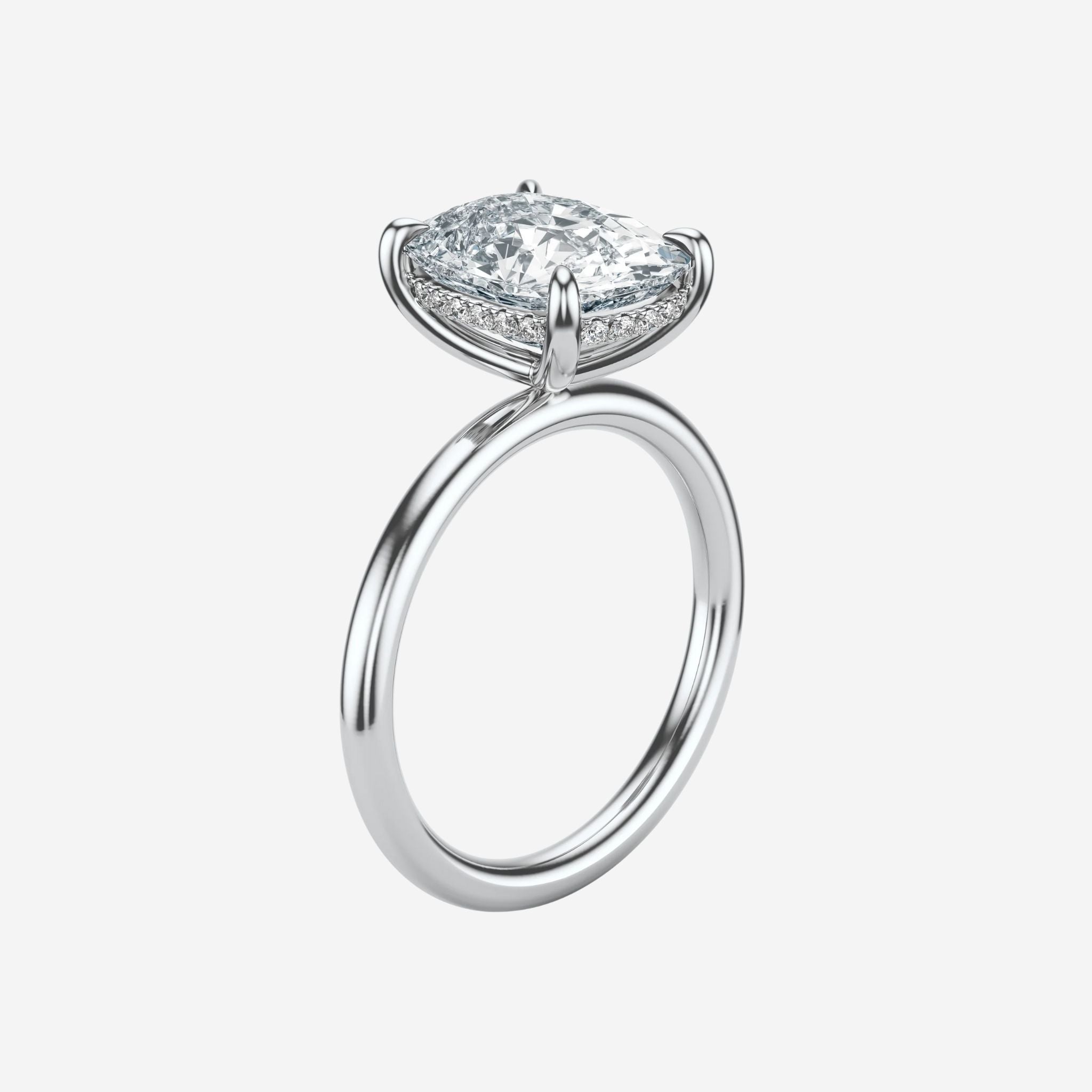 Cushion Classic Solitaire with Hidden Halo